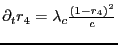 $\partial_t r_4 = \lambda_c \frac{\left( 1 - r_4 \right)^2}{c} $