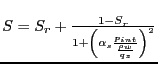 $S = S_r + \frac{1 - S_r}{1+\left( \alpha_s \frac{p_{int}}{ \frac{\rho_w}{q_z} } \right)^2 }$